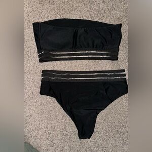 Black two-piece bathing suit